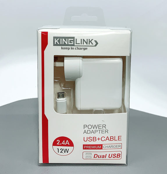 Kinglink M8J906M dual USB home charger with micro cable